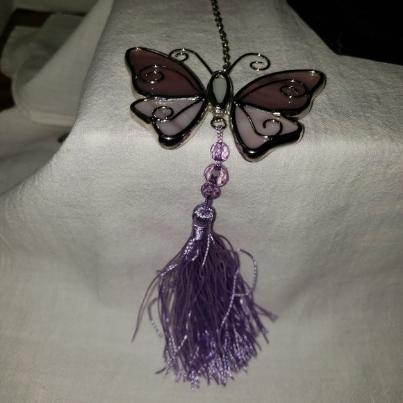 Stunning  Homemade Purple Butterfly Sun Catcher - Picture 2 of 5